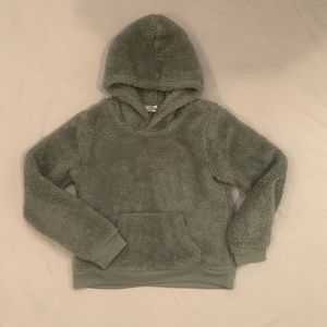Girls furry sage green hoodie size Med